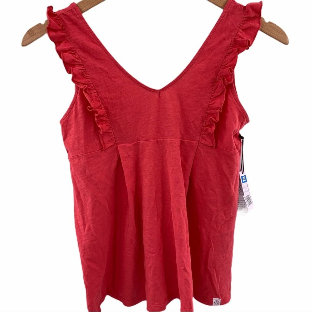 Treasure & Bond pink ruffle sleeve knit tank Large NWT